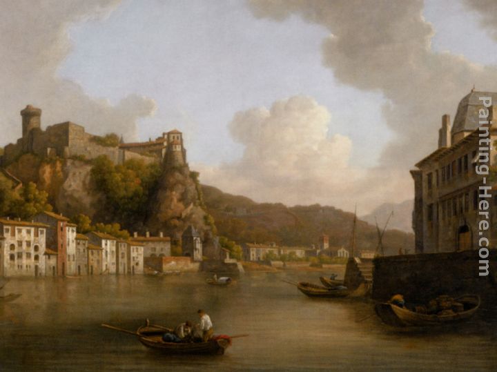 View of the Chateau de Pierre Encise on the Rhone Lyon painting - William Marlow View of the Chateau de Pierre Encise on the Rhone Lyon art painting